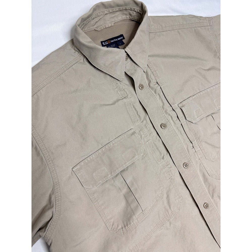 5.11 Tactical Series Mens Khaki Short Sleeve Button Down Shirt 71152 Large